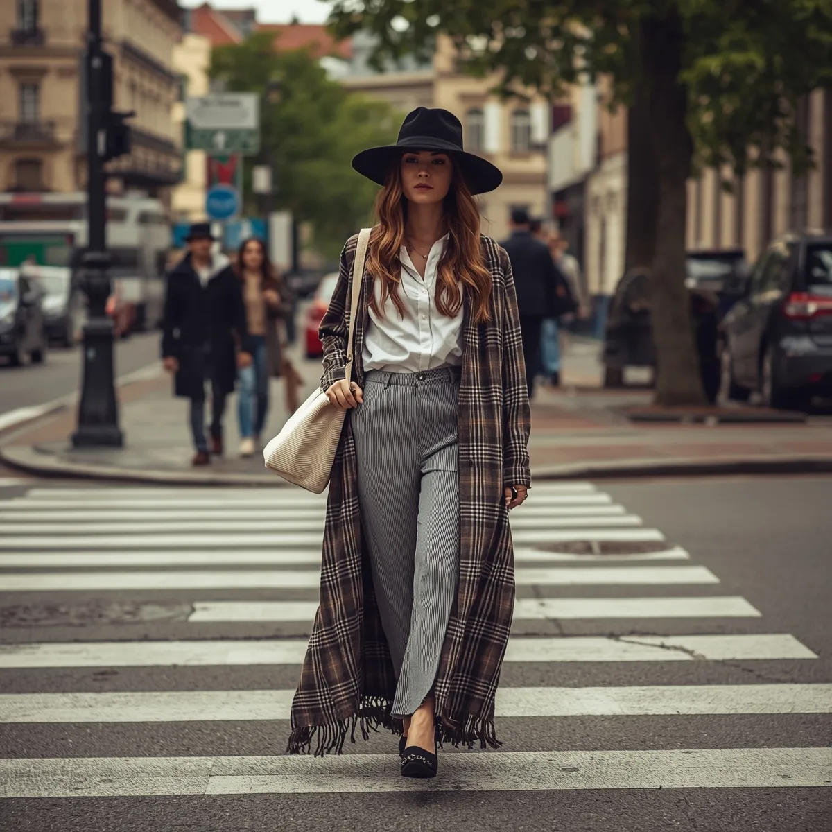 Wrap maxi on sunlit street