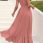 Women's Summer Maxi Dress Casual Boho Floral V Neck Short Sleeve Long Dresses Pink with Background 2