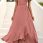 Women's Summer Maxi Dress Casual Boho Floral V Neck Short Sleeve Long Dresses Pink with Background 4