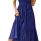 Wrap V Neck Short Sleeve Belted Ruffle Hem A-Line Flowy Maxi Blue